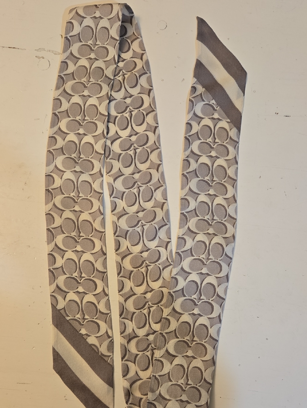 COACH Signature Print Silk Skinny Scarf